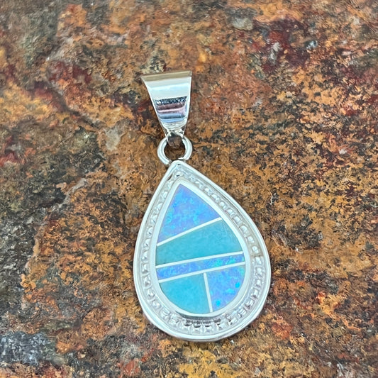 David Rosales Amazing Light Inlaid Sterling Silver Pendant