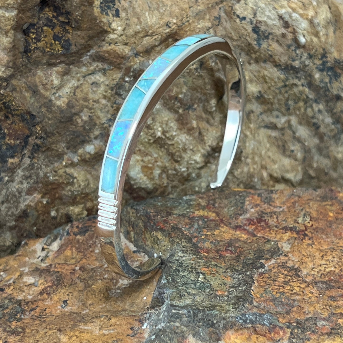 David Rosales Amazing Light Inlaid Sterling Silver Bracelet