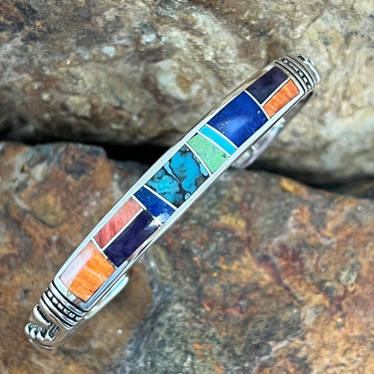 David Rosales Indian Summer Inlaid Sterling Silver Bracelet