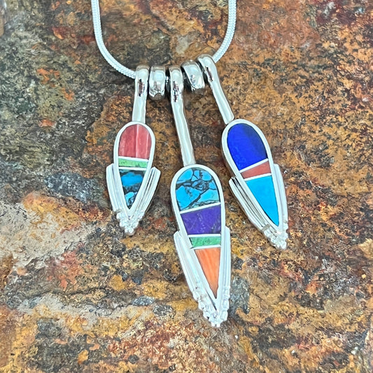 David Rosales Indian Summer Inlaid Sterling Silver Necklace