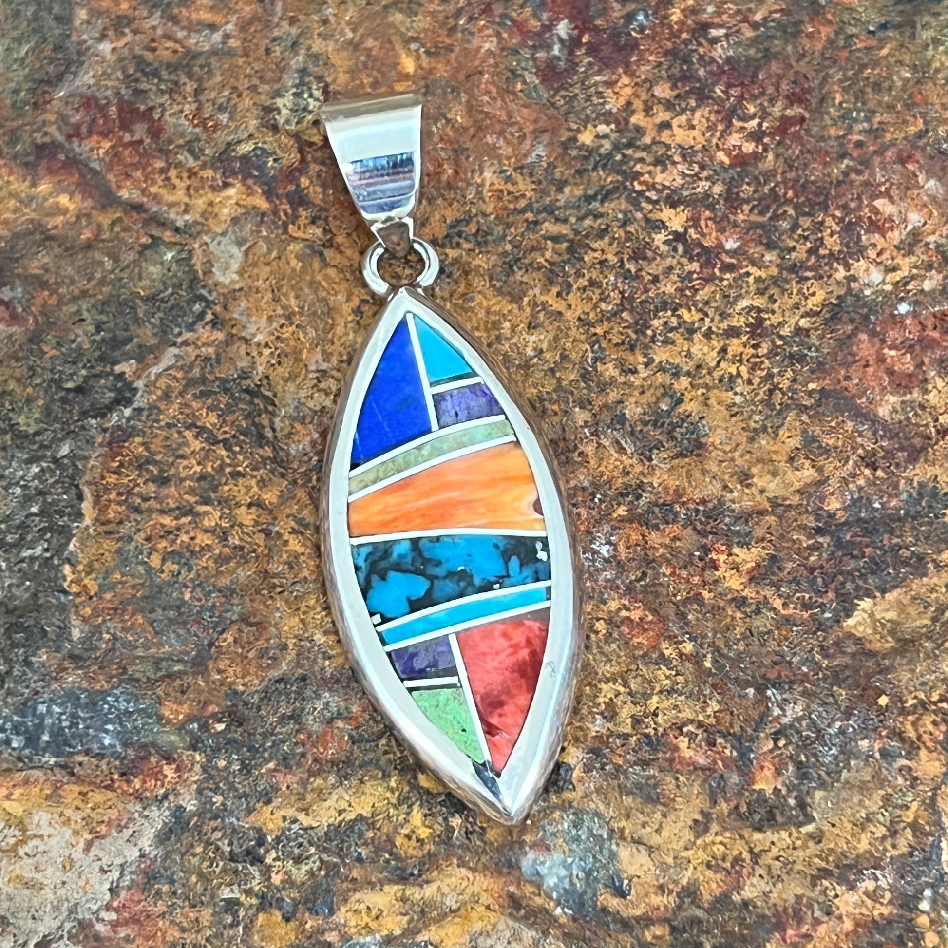 David Rosales Indian Summer Inlaid Sterling Silver Pendant