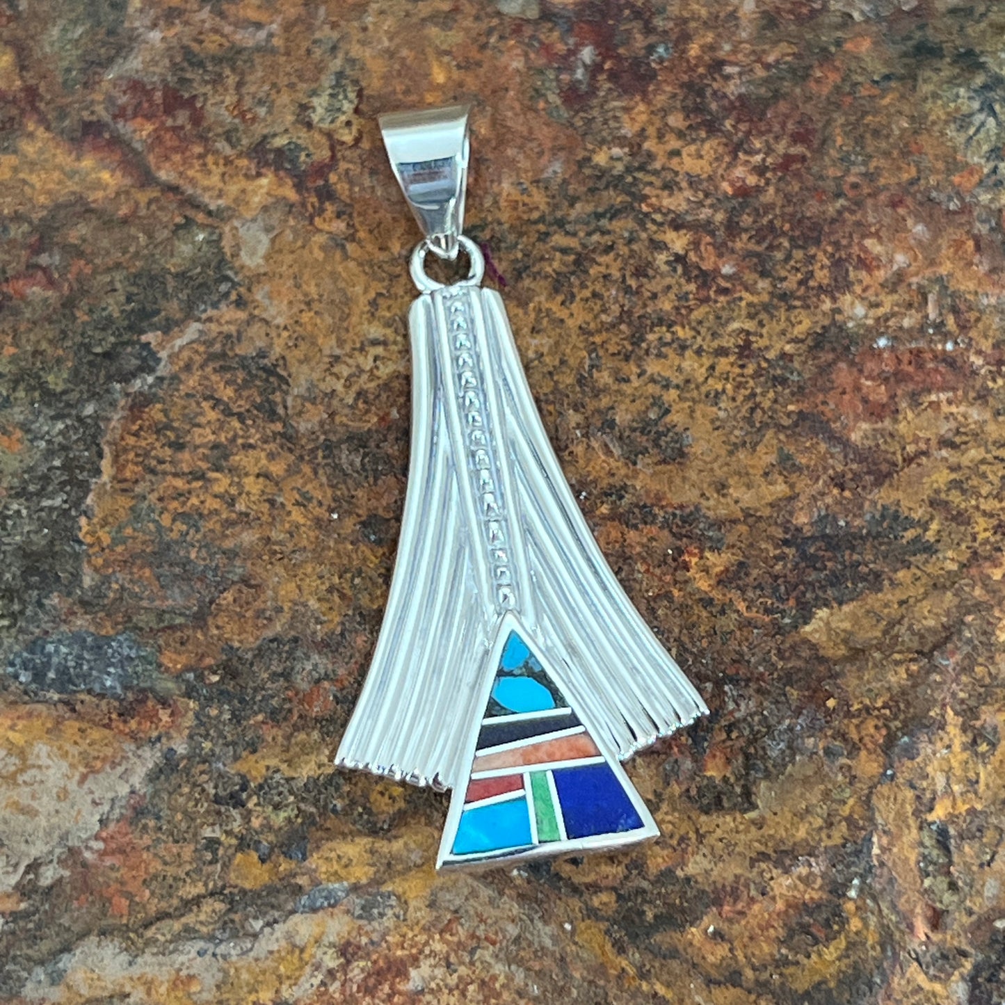 David Rosales Indian Summer Inlaid Sterling Silver Pendant