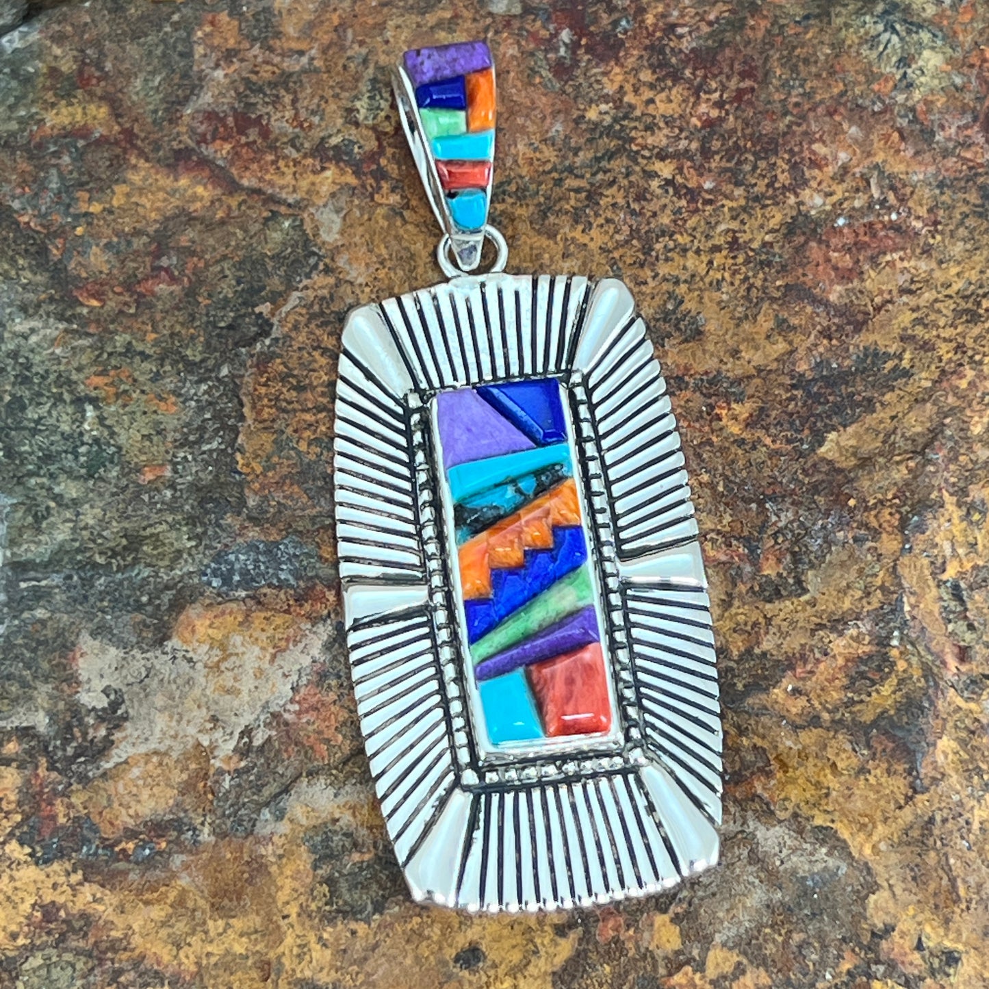 David Rosales Indian Summer Inlaid Sterling Silver Pendant