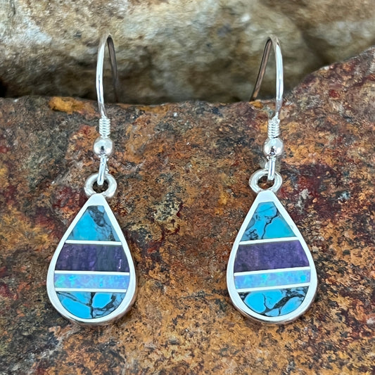 David Rosales Shalako Inlaid Sterling Silver Earrings