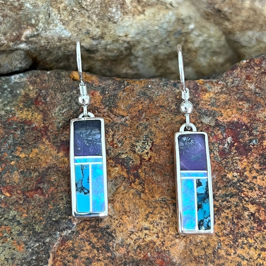 David Rosales Shalako Inlaid Sterling Silver Earrings