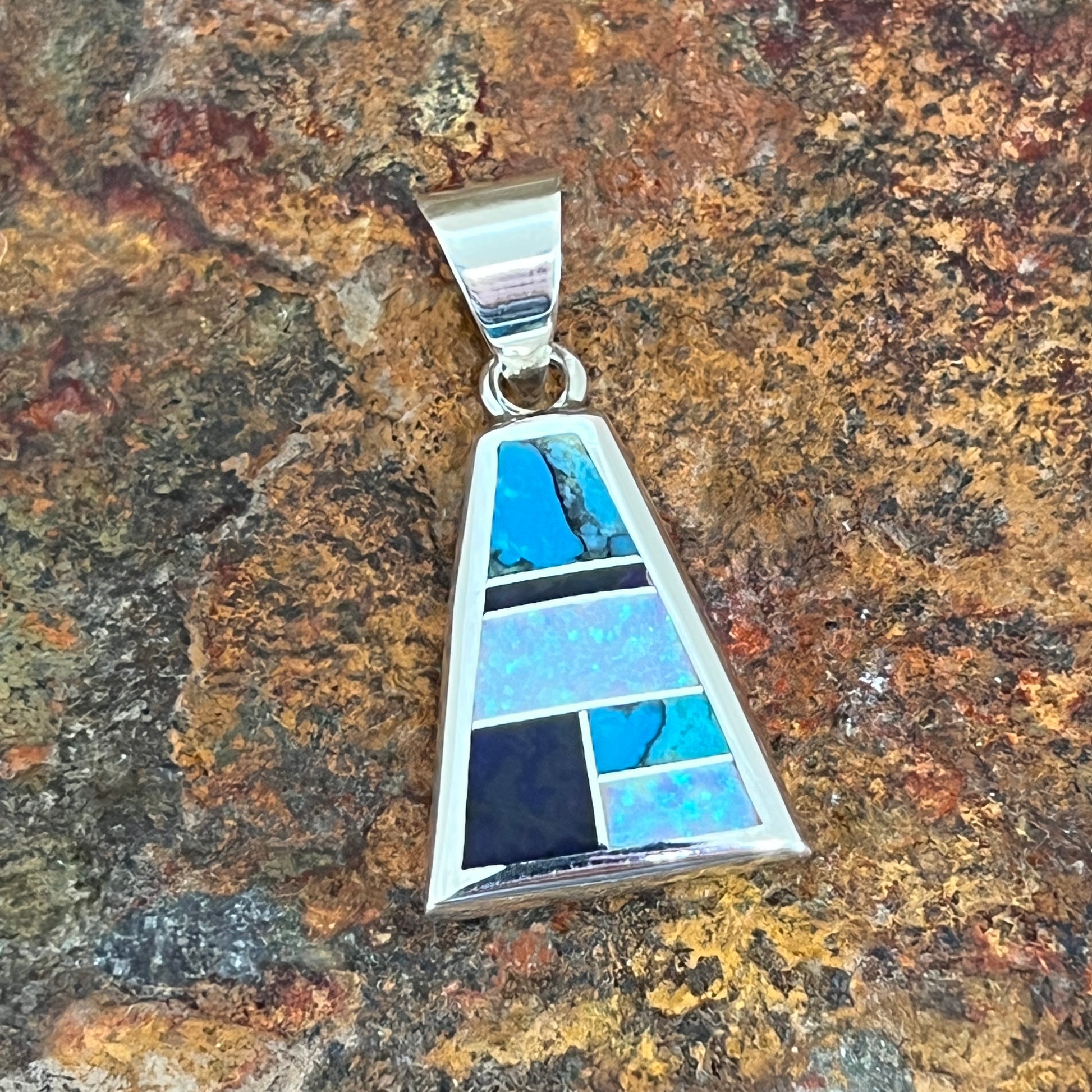 David Rosales Shalako Inlaid Sterling Silver Pendant