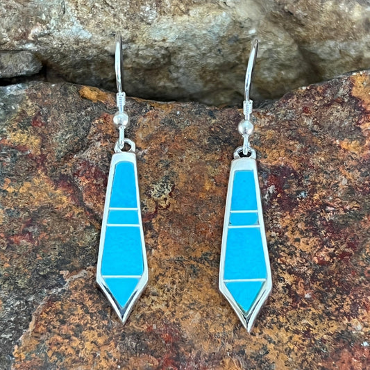 David Rosales Arizona Blue Inlaid Sterling Silver Earrings