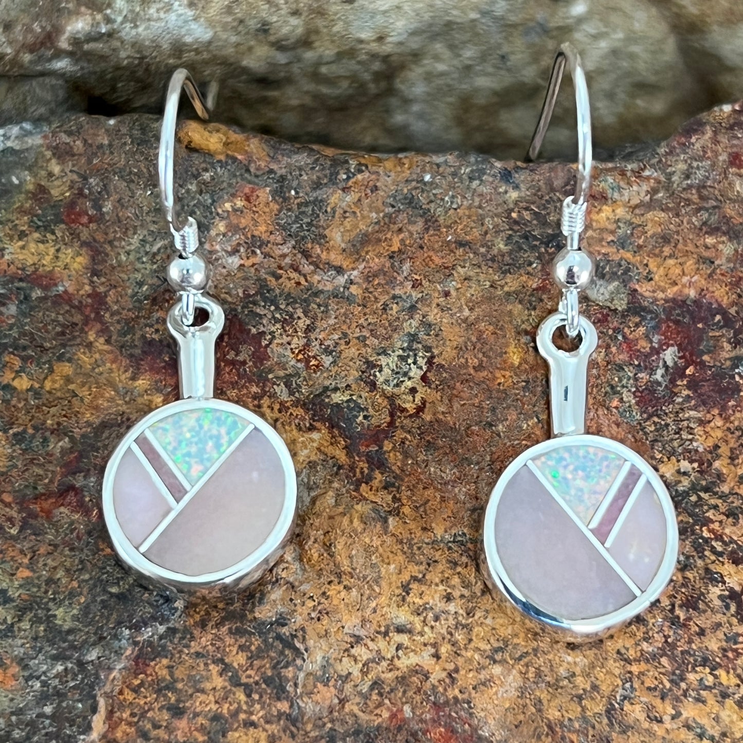 David Rosales Make Me Blush Inlaid Sterling Silver Earrings