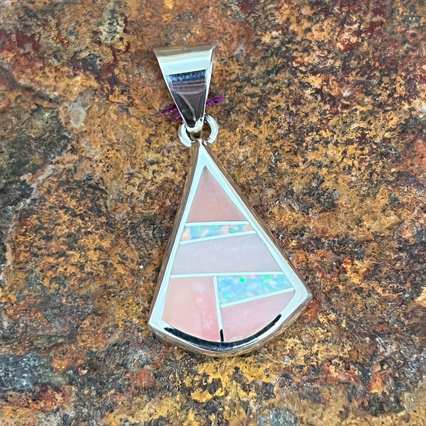 David Rosales Amazing Light Inlaid Sterling Silver Pendant