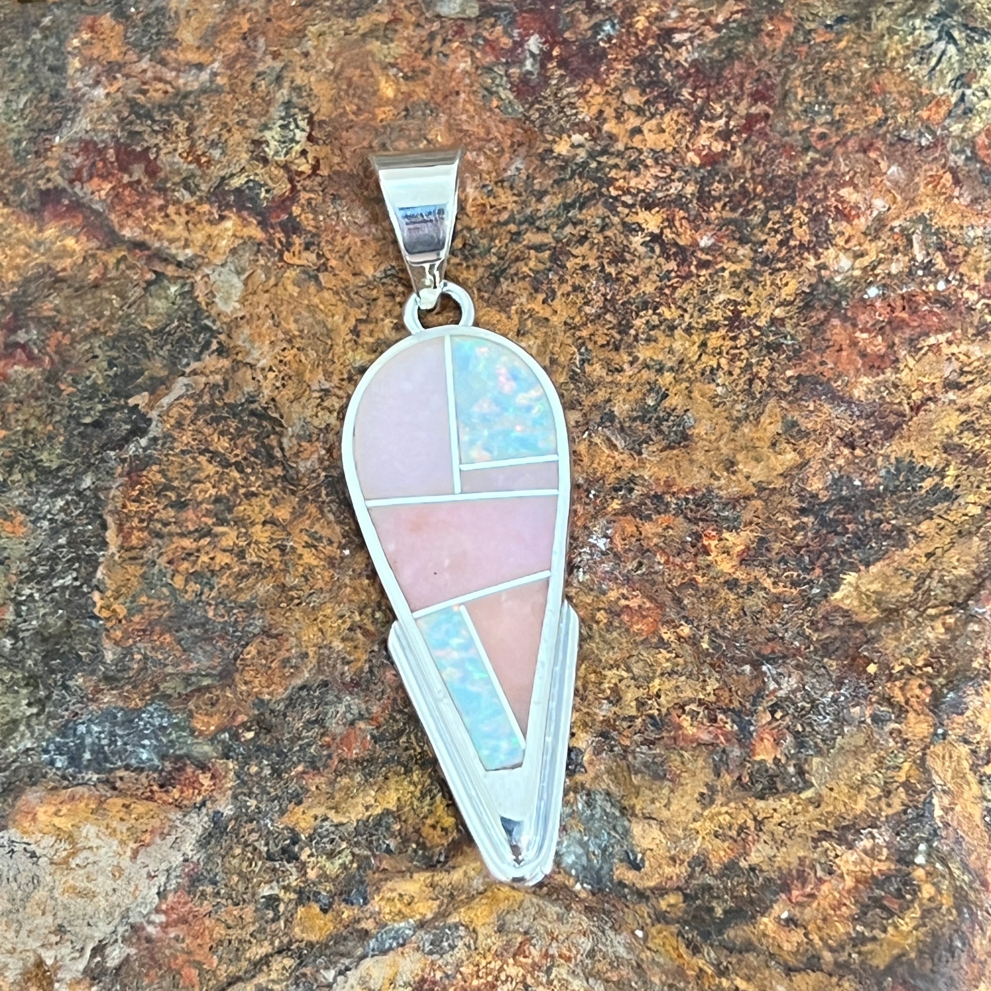 David Rosales Make Me Blush Inlaid Sterling Silver Pendant