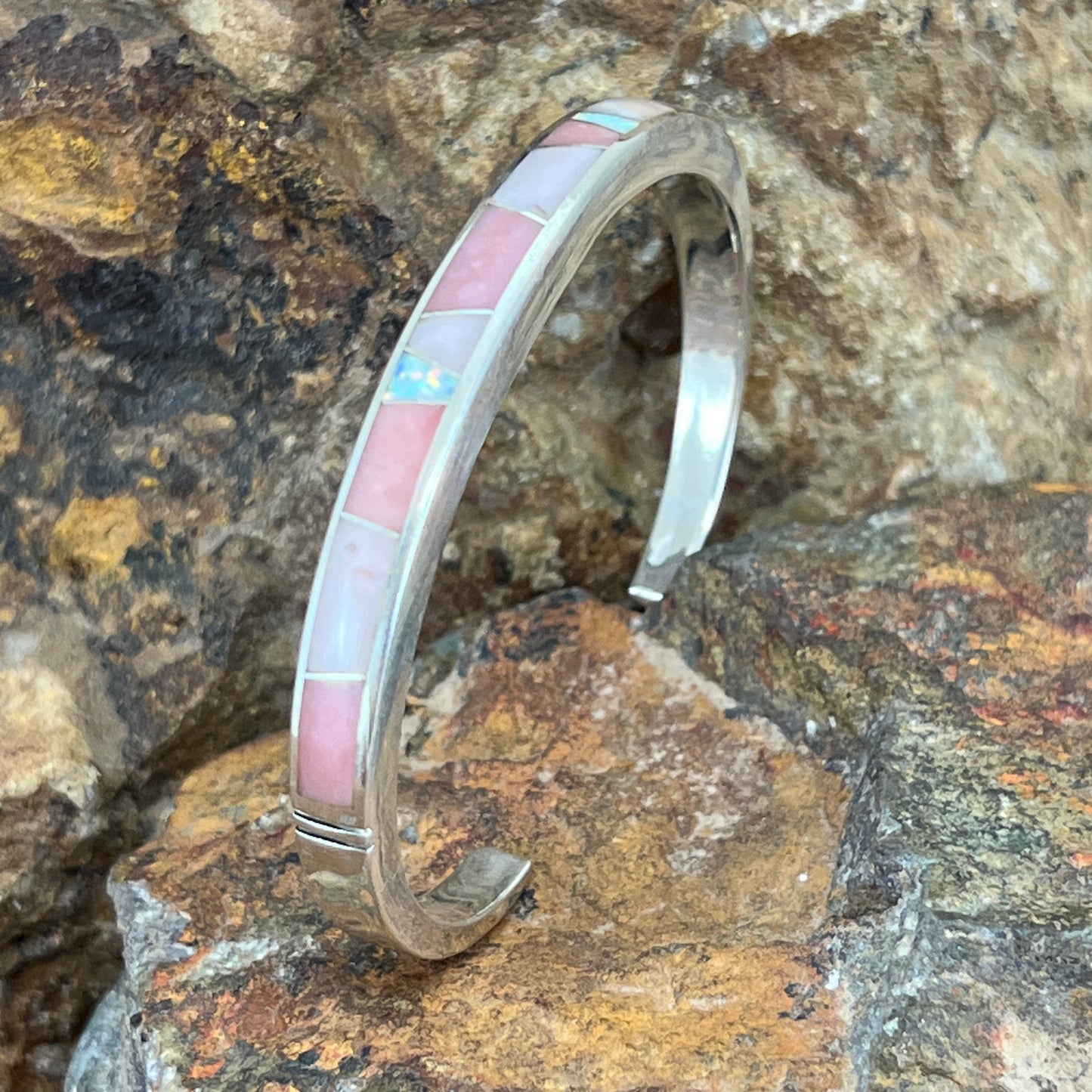 David Rosales Make Me Blush Inlaid Sterling Silver Bracelet