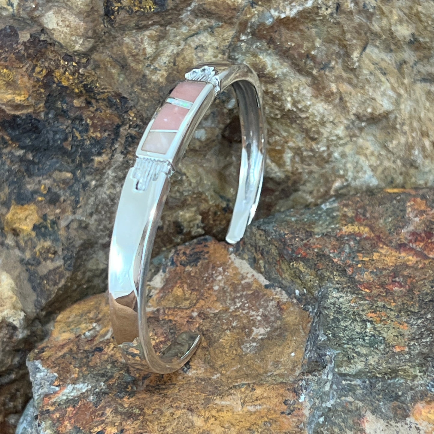 David Rosales Make Me Blush Inlaid Sterling Silver Bracelet