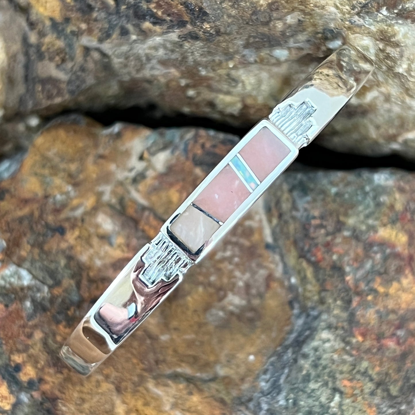 David Rosales Make Me Blush Inlaid Sterling Silver Bracelet