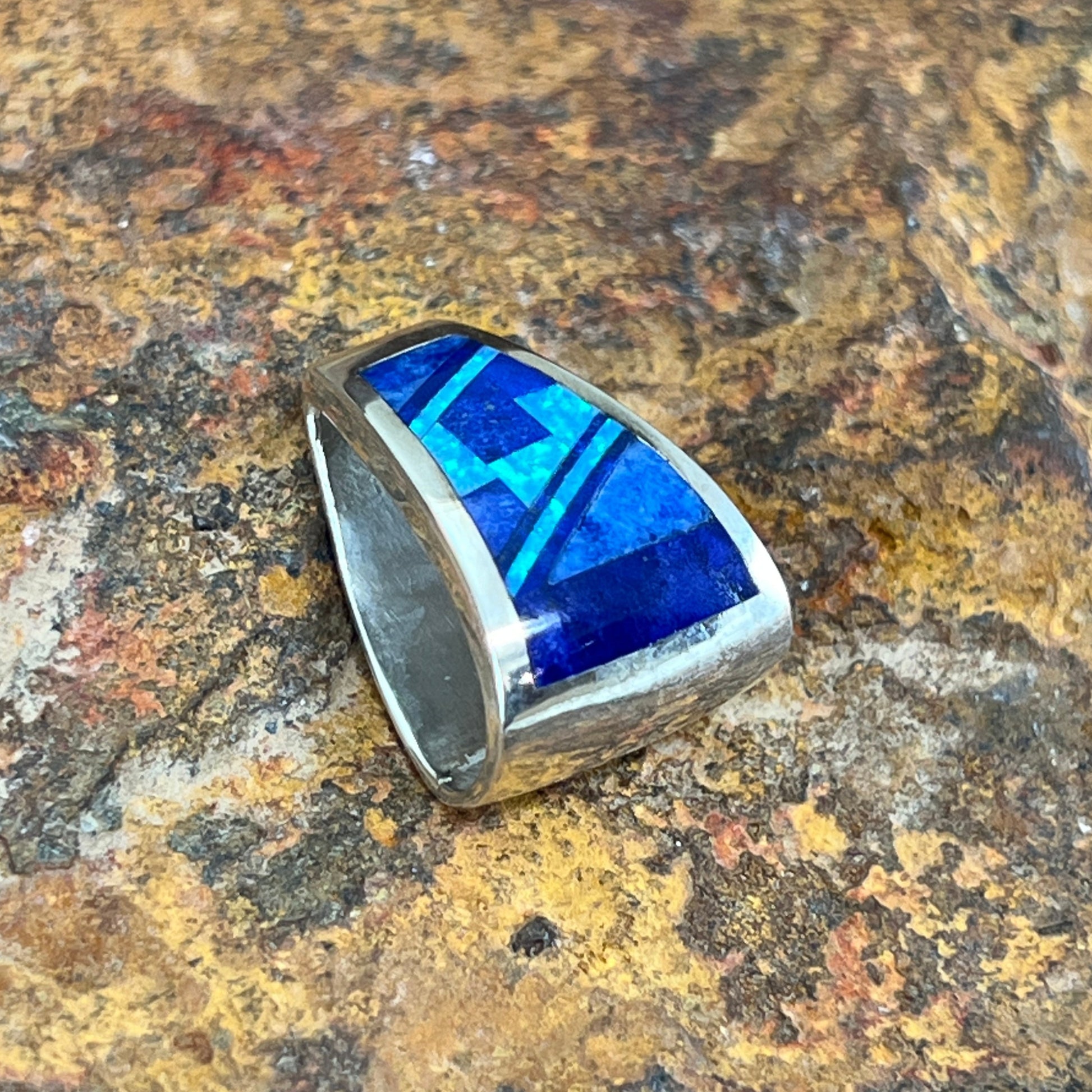 David Rosales Blue Sky Fancy Inlaid Sterling Silver Pendant