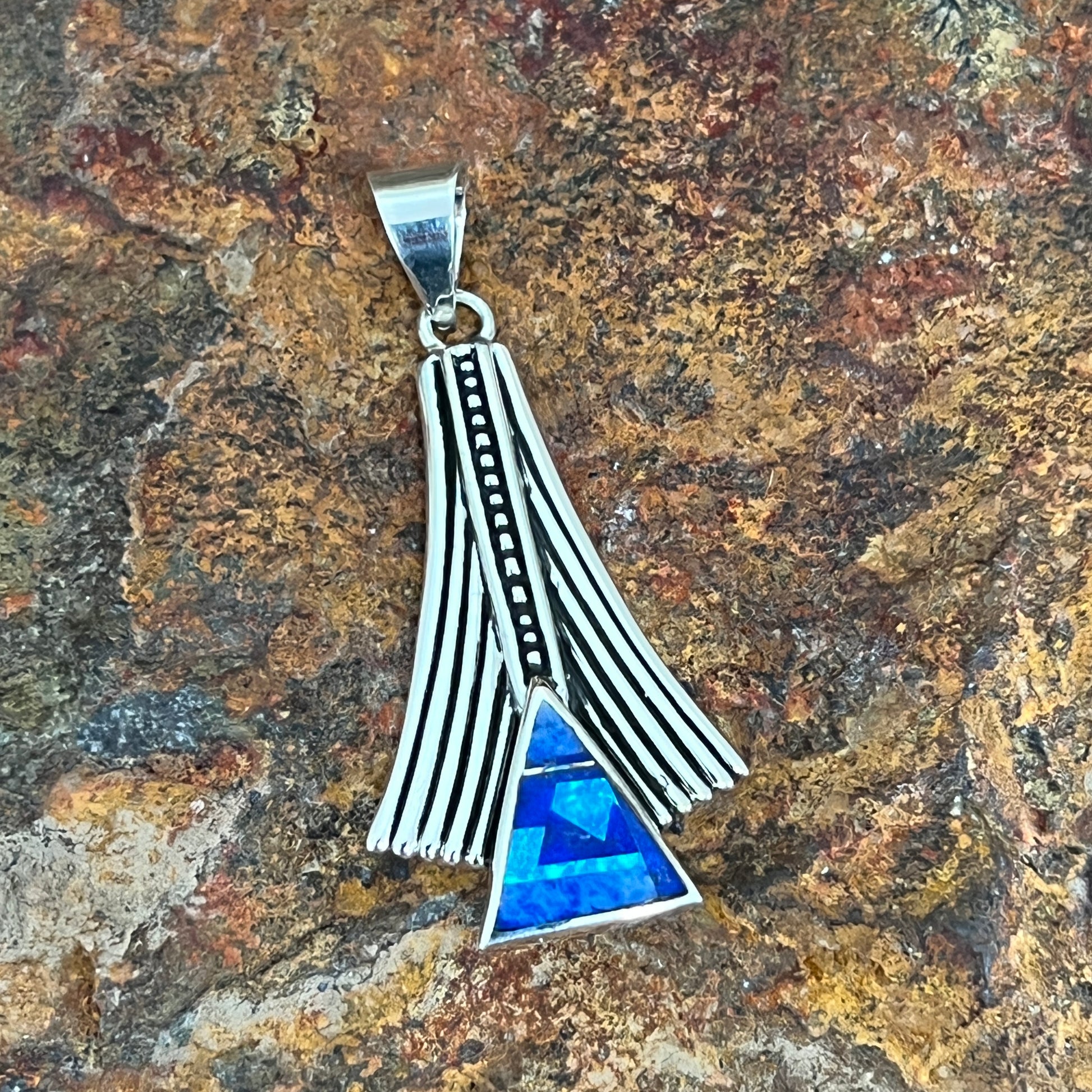 David Rosales Blue Sky Inlaid Sterling Silver Pendant