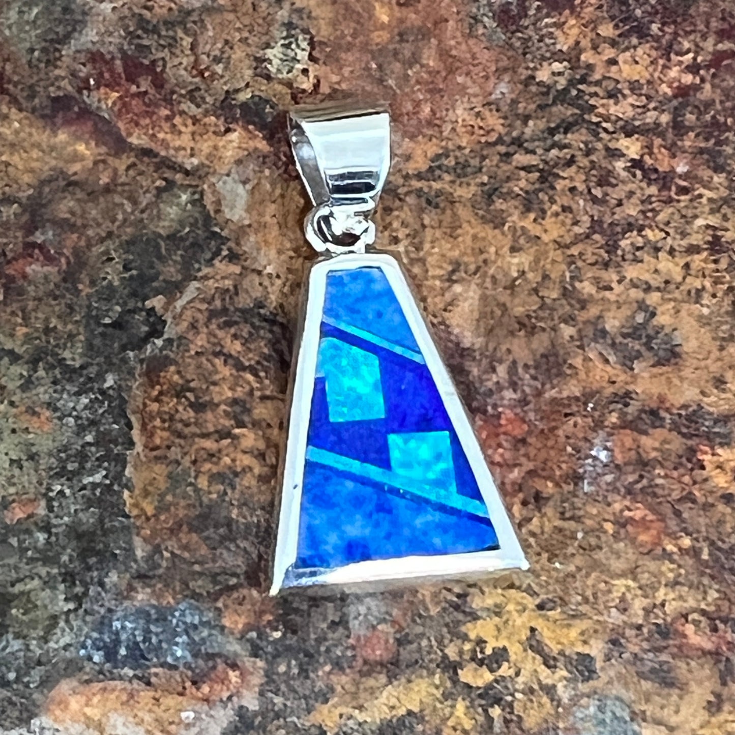 David Rosales Amazing Light Inlaid Sterling Silver Pendant