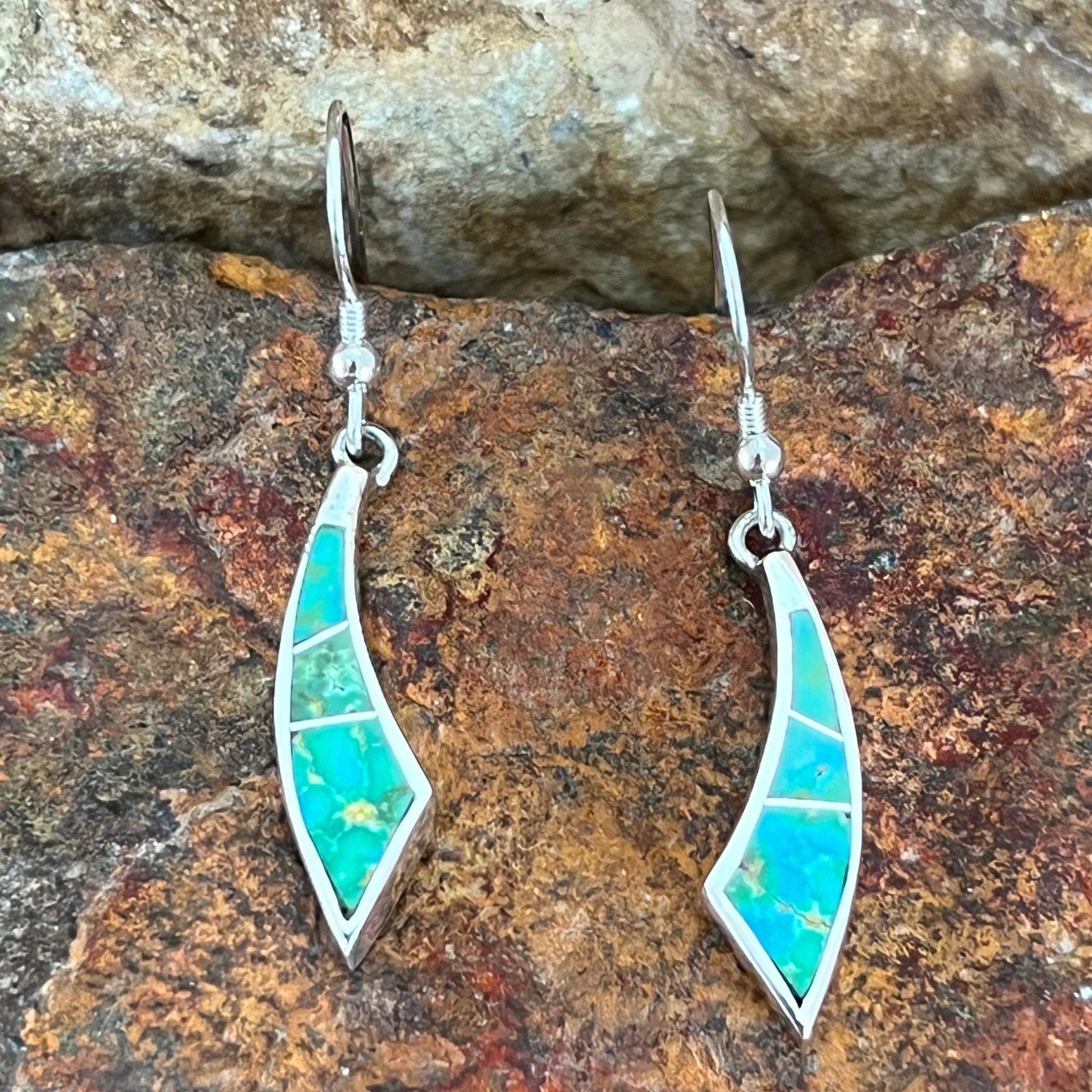 David Rosales Sonoran Gold Inlaid Sterling Silver Earrings