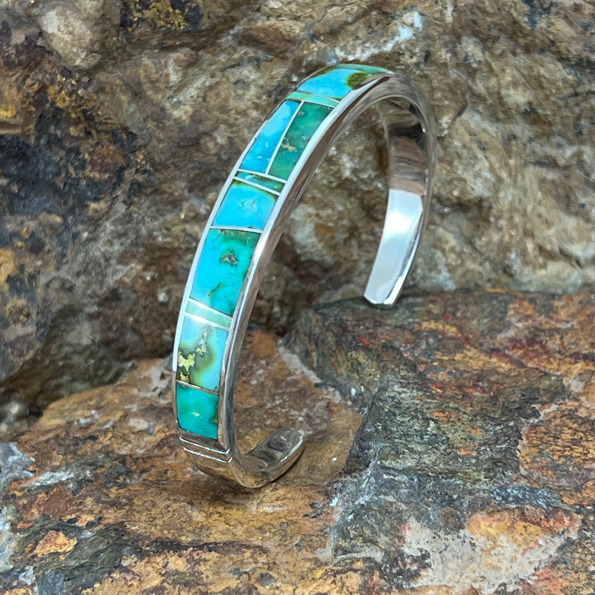 David Rosales Sonoran Gold Inlaid Sterling Silver Bracelet