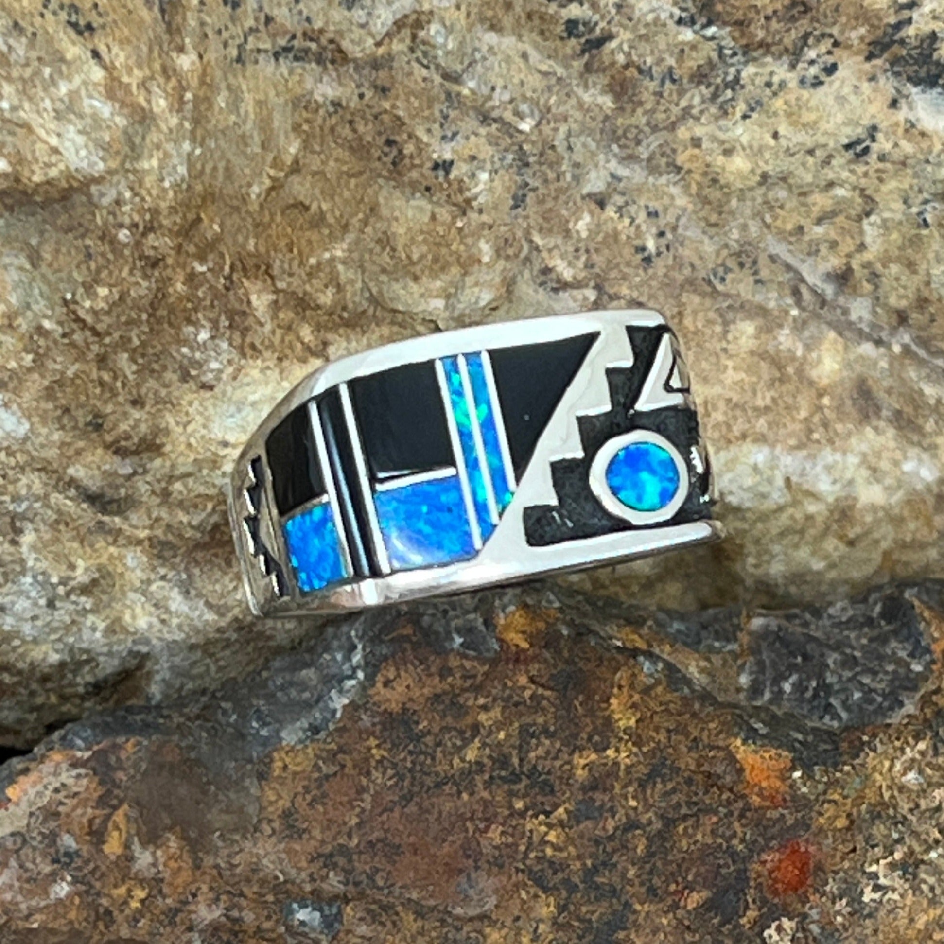 David Rosales Black Beauty Inlaid Sterling Silver Ring