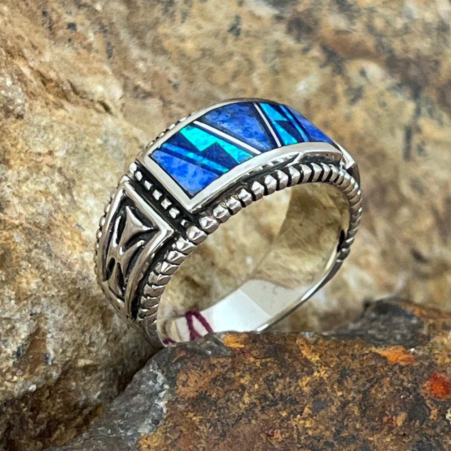 David Rosales Blue Sky Inlaid Sterling Silver Ring