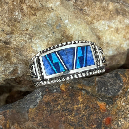 David Rosales Blue Sky Inlaid Sterling Silver Ring