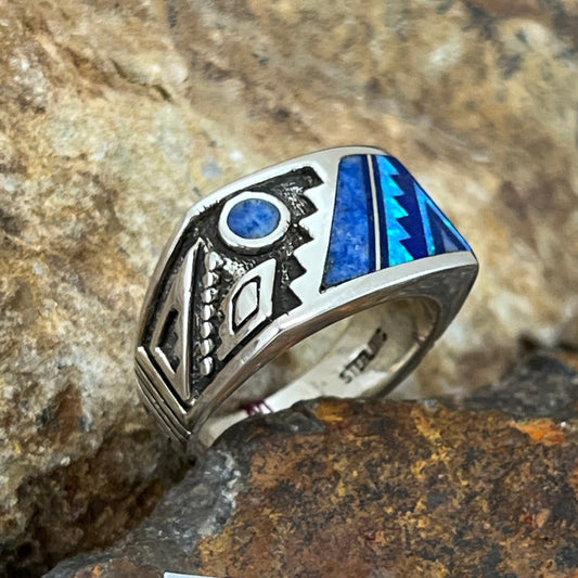 David Rosales Blue Sky Inlaid Sterling Silver Ring