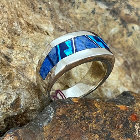 David Rosales Blue Sky Inlaid Sterling Silver Ring