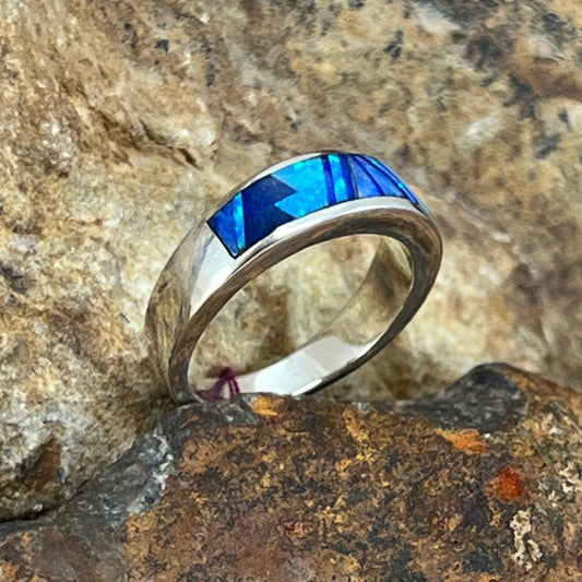 David Rosales Blue Sky Inlaid Sterling Silver Ring