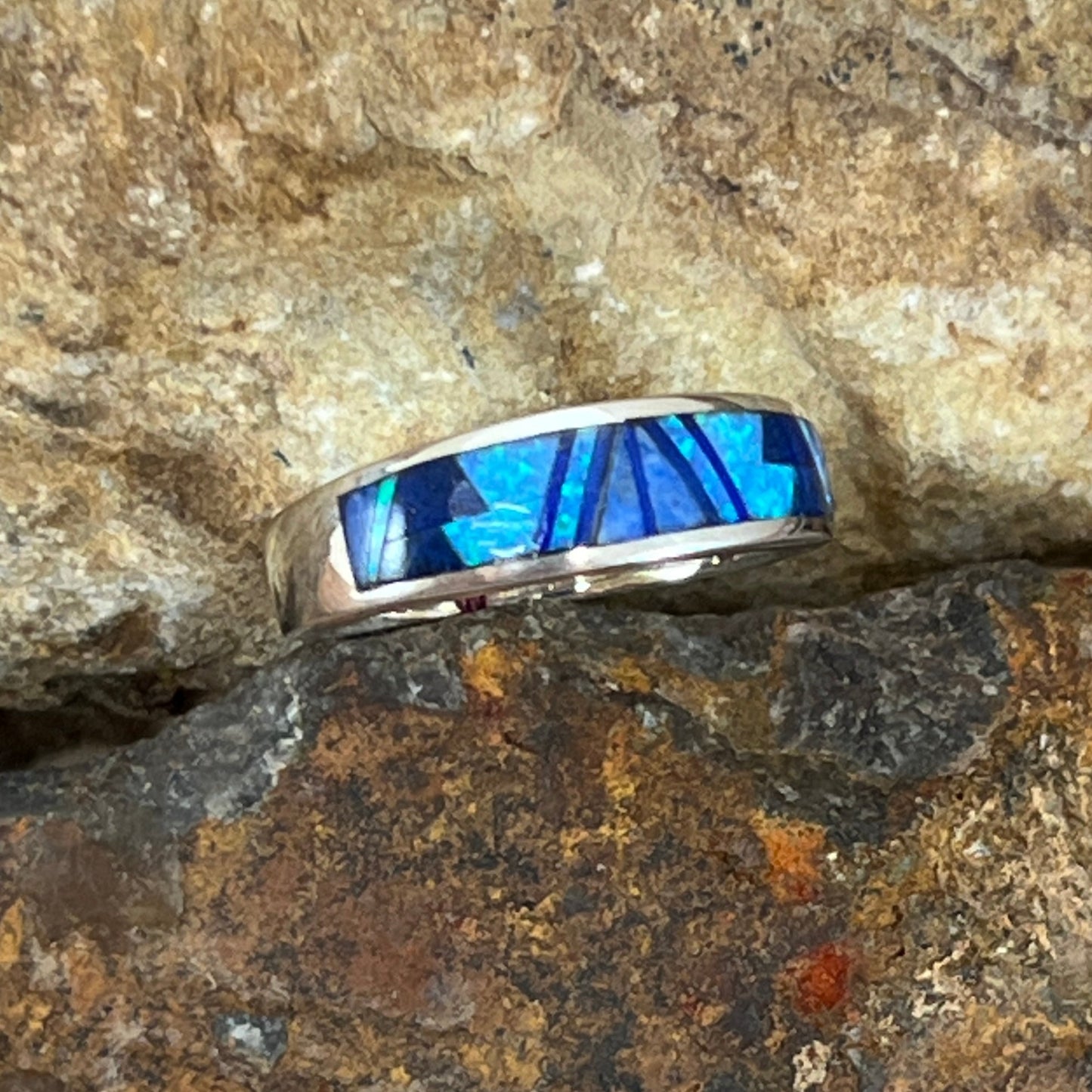 David Rosales Blue Sky Inlaid Sterling Silver Ring