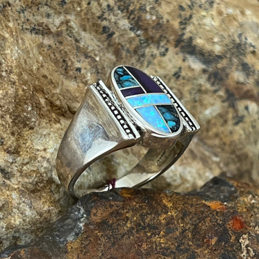 David Rosales Shalako Inlaid Sterling Silver Ring