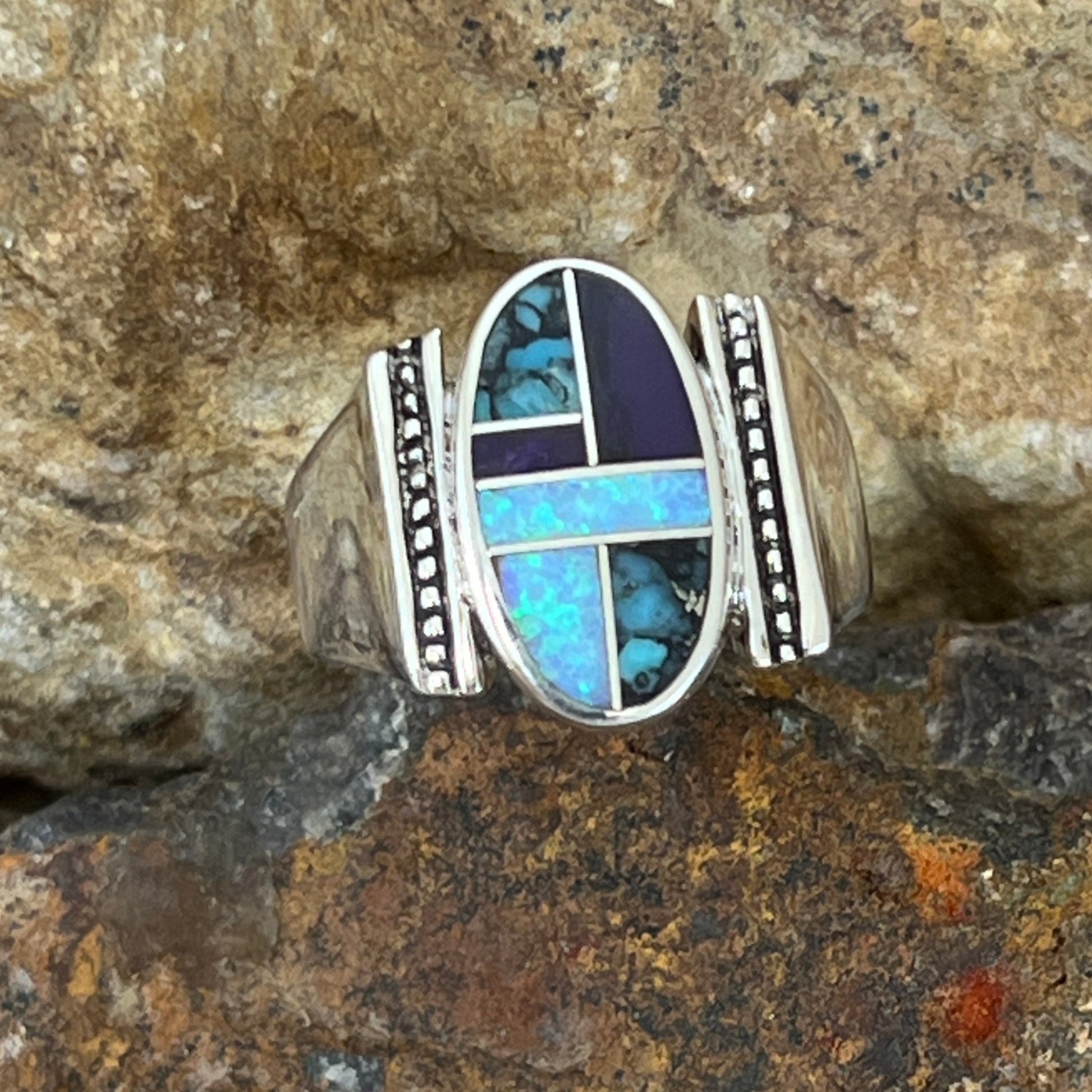 David Rosales Shalako Inlaid Sterling Silver Ring