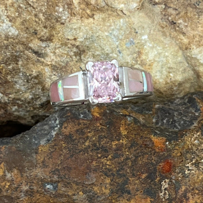 David Rosales Make Me Blush Inlaid Sterling Silver Ring w/ Pink Cubic Zirconia