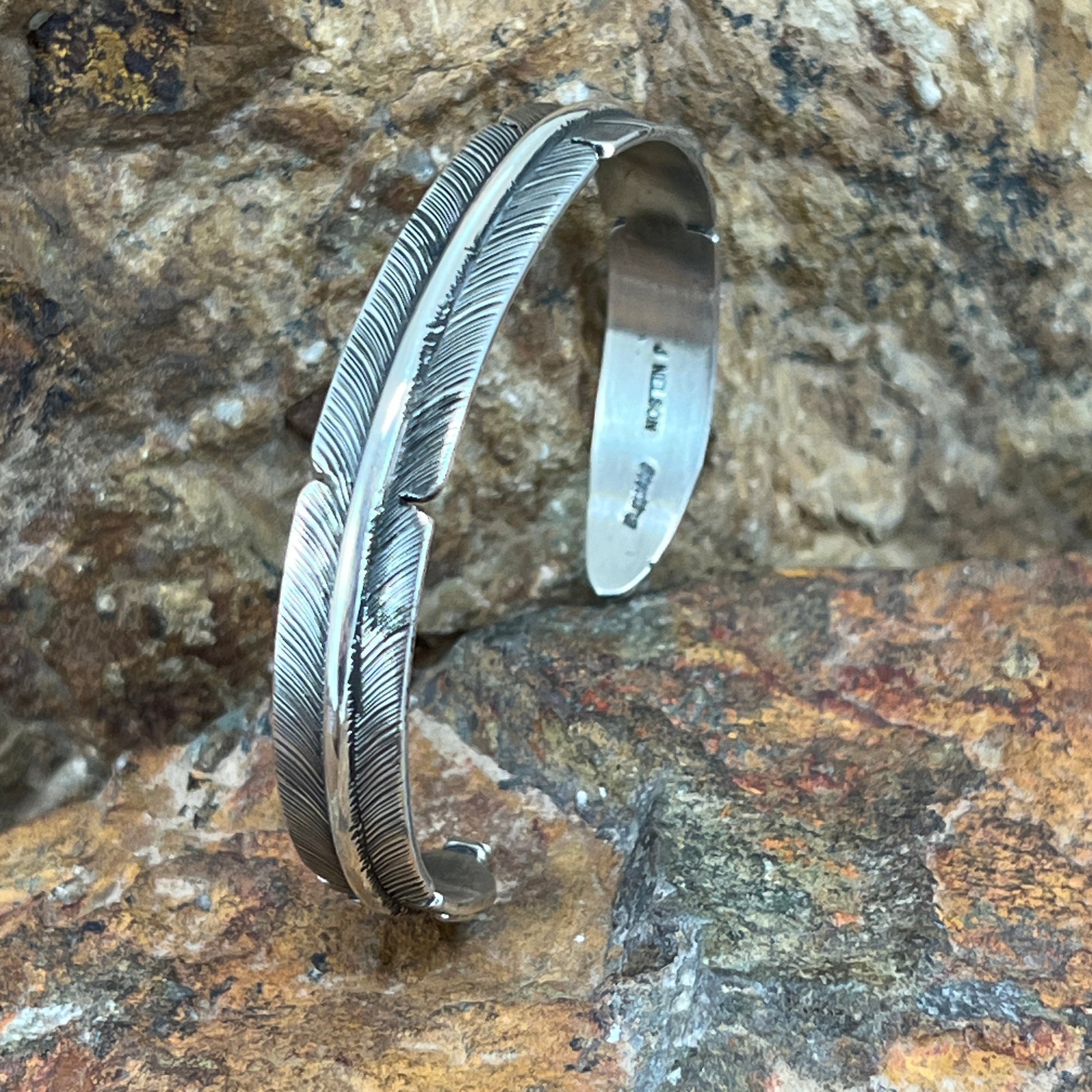 Sterling Silver Feather Cuff Bracelet by Jon Nelson