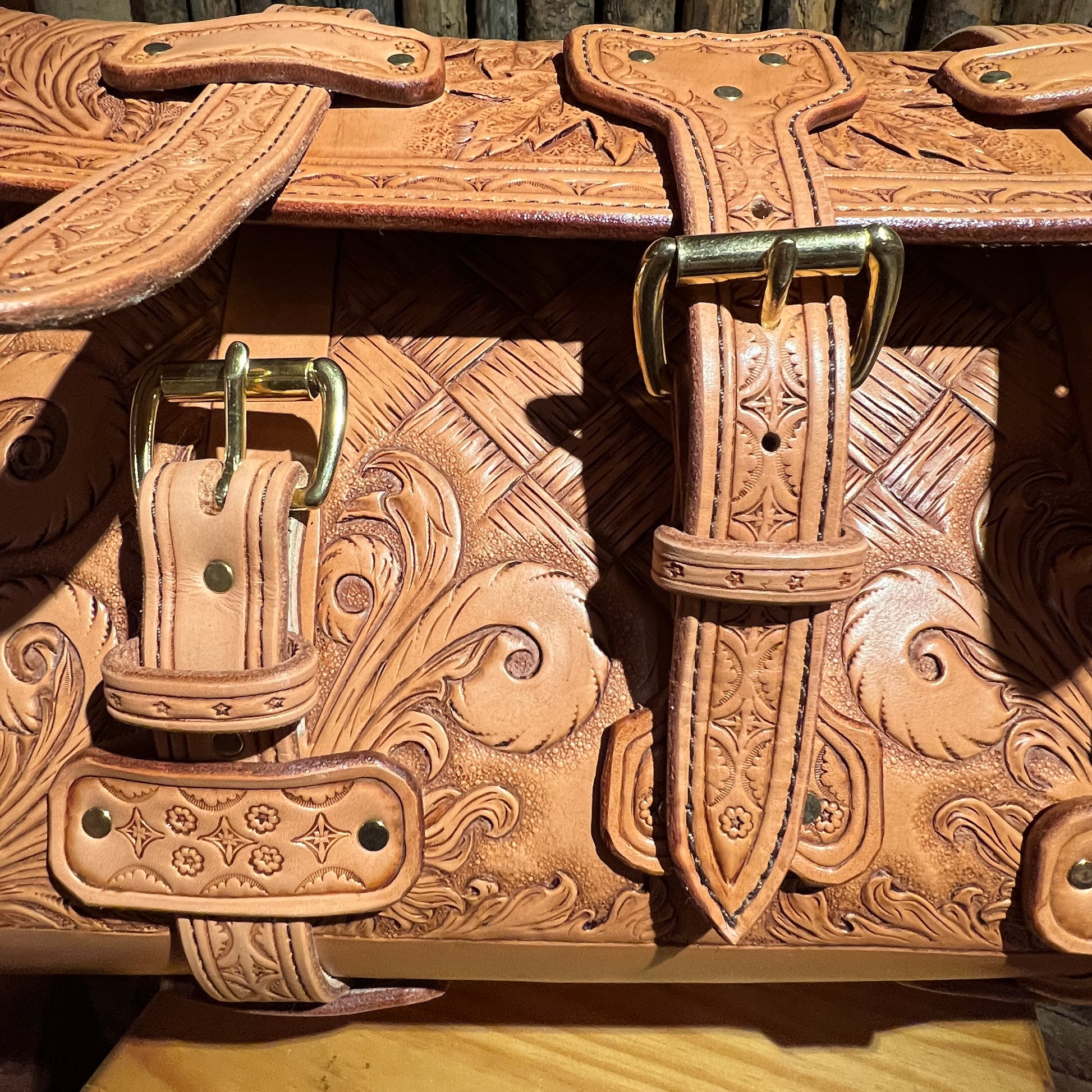 Hand Tooled Leather Duffle Bag by Stephen Vaughn Leatherworks