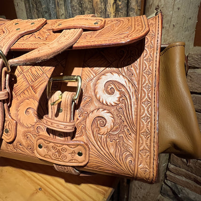 Hand Tooled Leather Duffle Bag by Stephen Vaughn Leatherworks