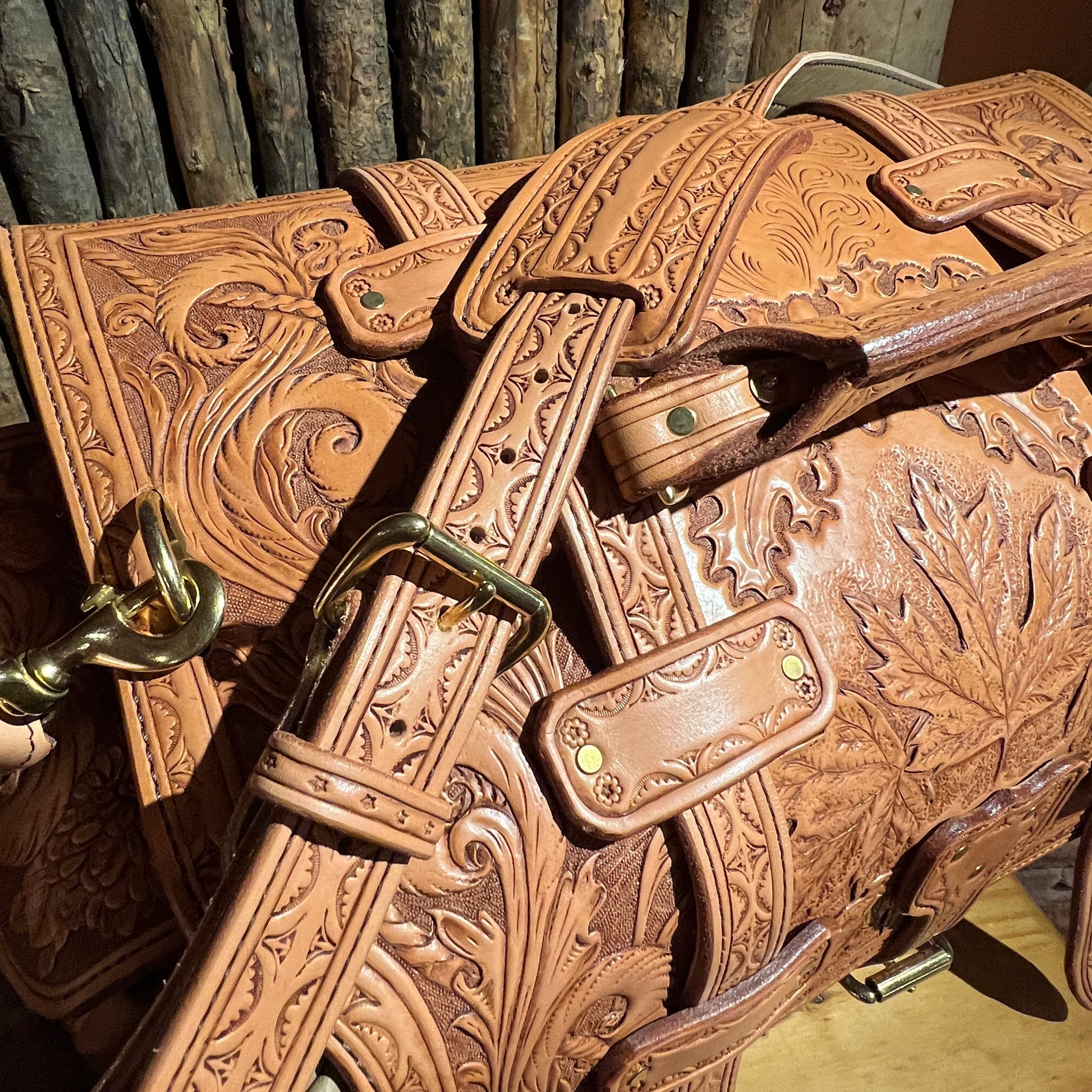 Hand Tooled Leather Duffle Bag by Stephen Vaughn Leatherworks