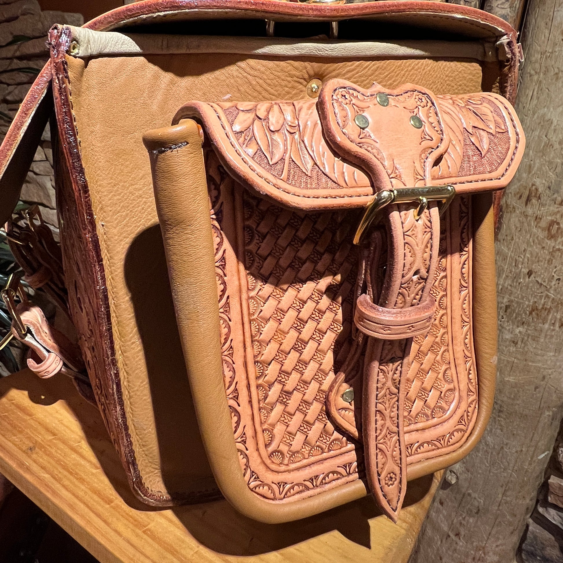 Hand Tooled Leather Duffle Bag by Stephen Vaughn Leatherworks