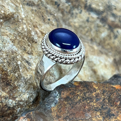 Lapis Sterling Silver Ring by Artie Yellowhorse Size 7.5