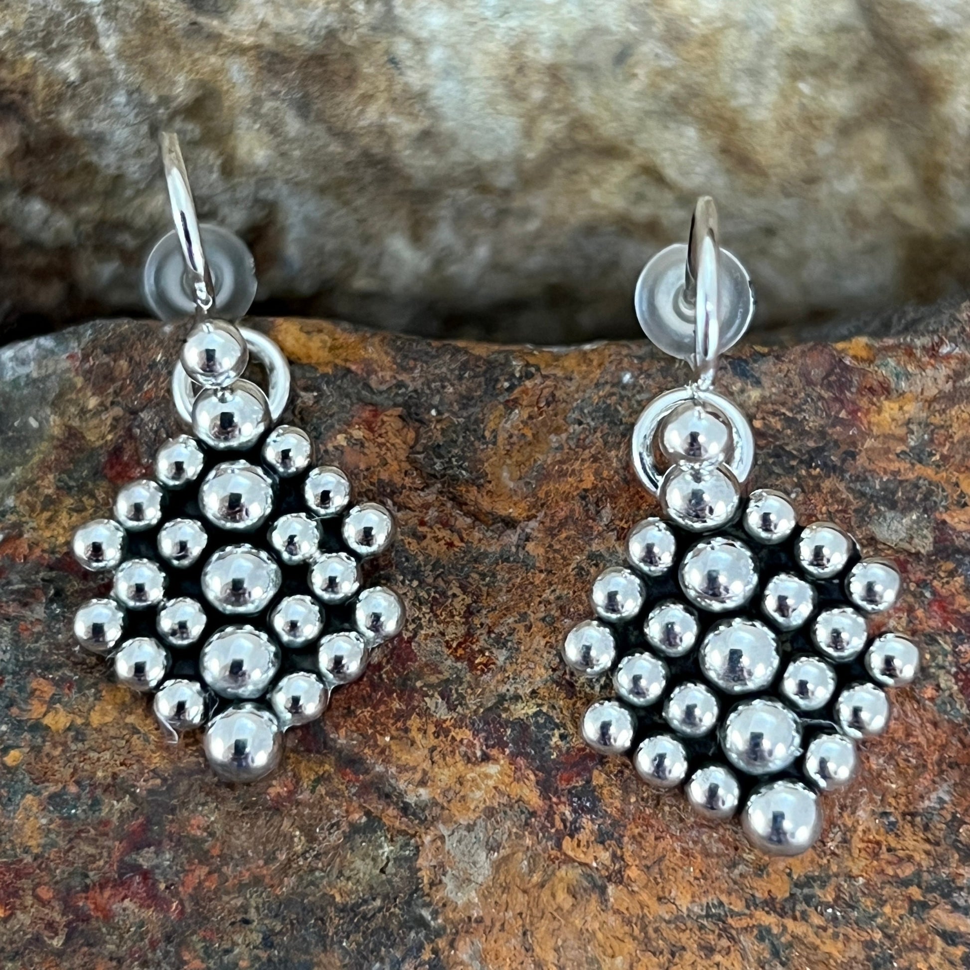 Traditional Sterling Silver Earrings by Artie Yellowhorse