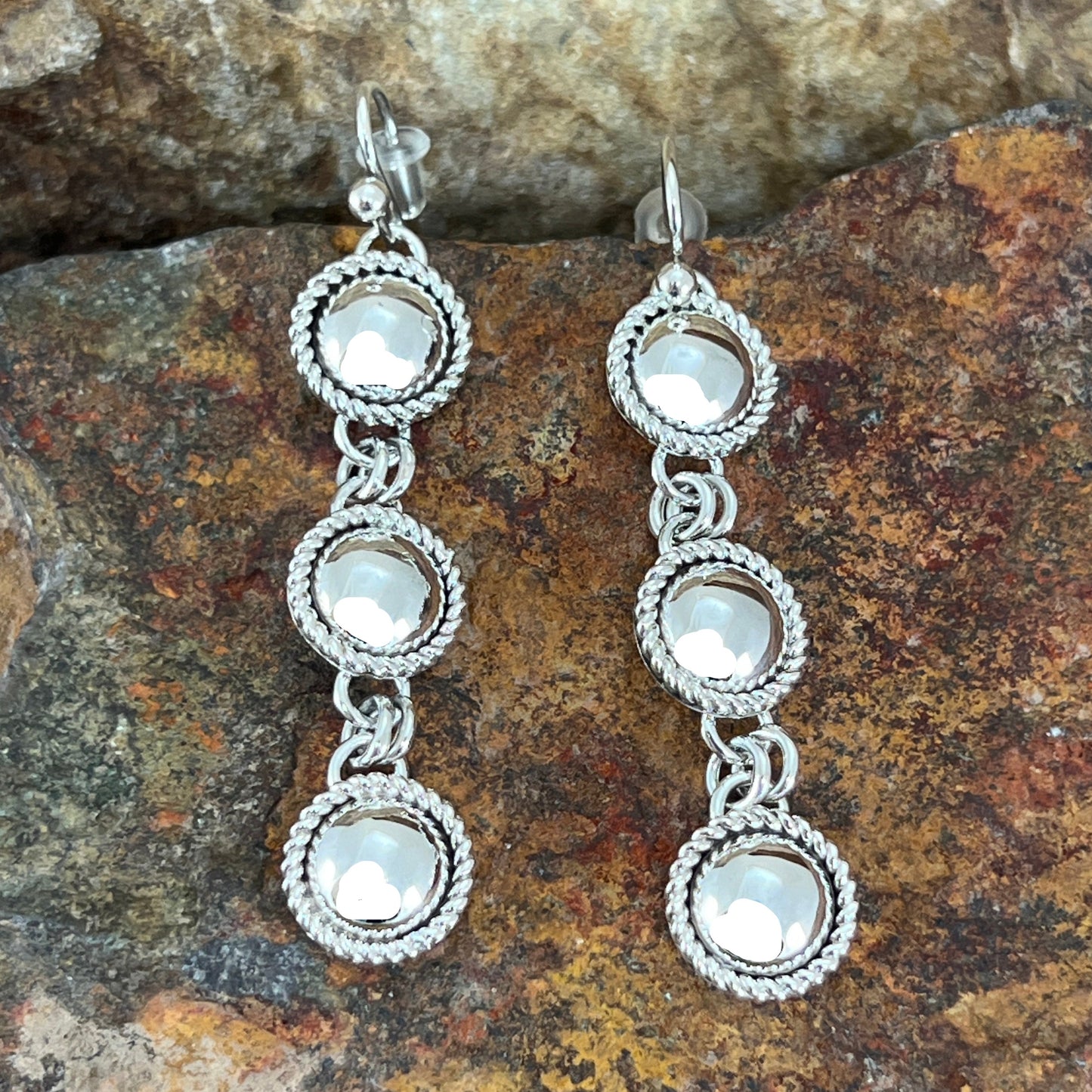 Traditional Sterling Silver Earrings by Artie Yellowhorse