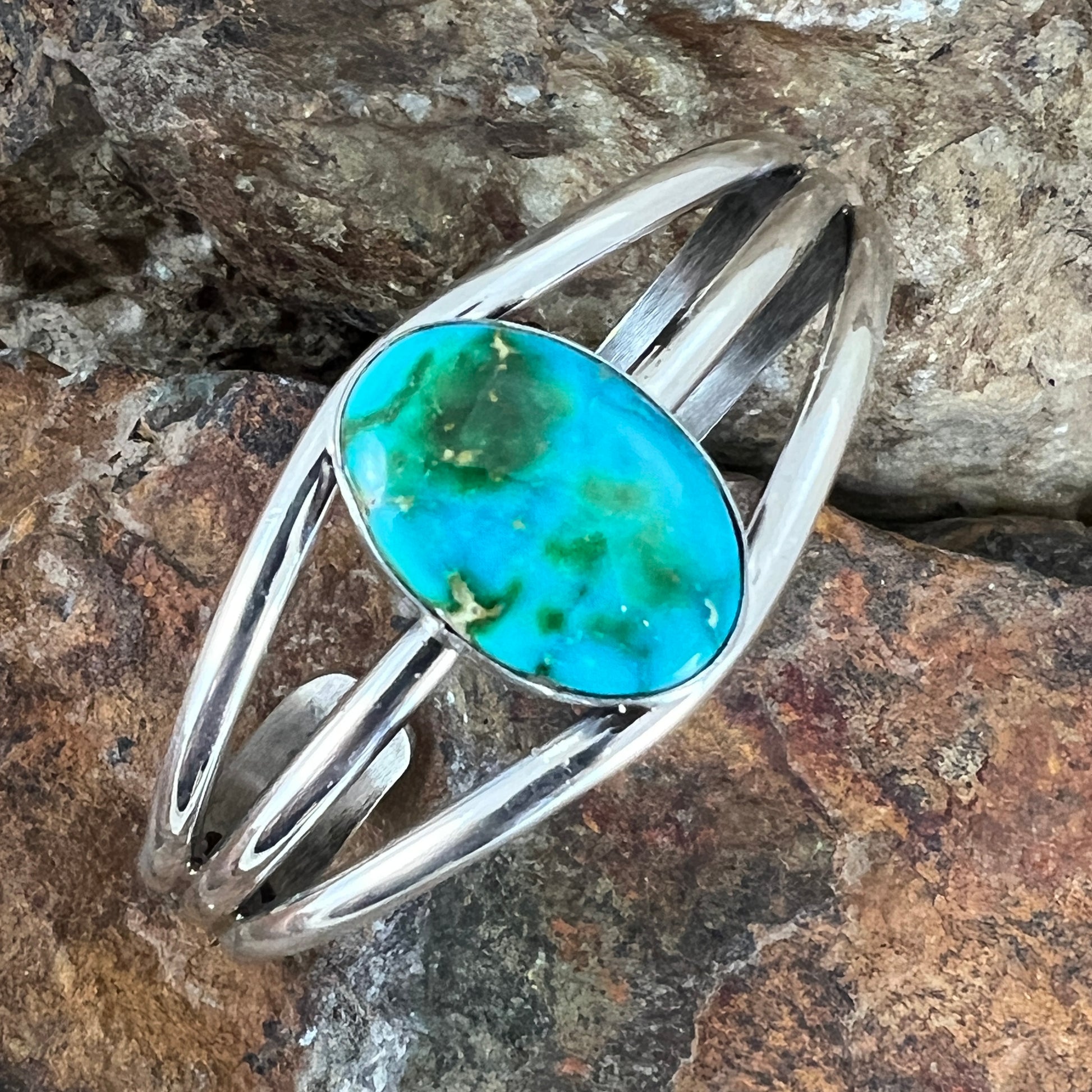 Sonoran Gold Turquoise Sterling Silver Bracelet by Wil Denetdale