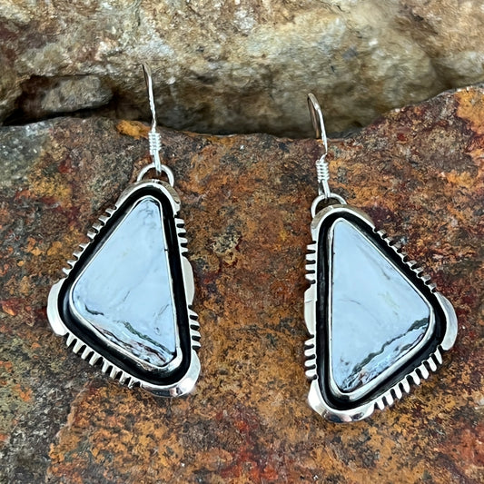 White Buffalo Sterling Silver Earrings by Wil Denetdale