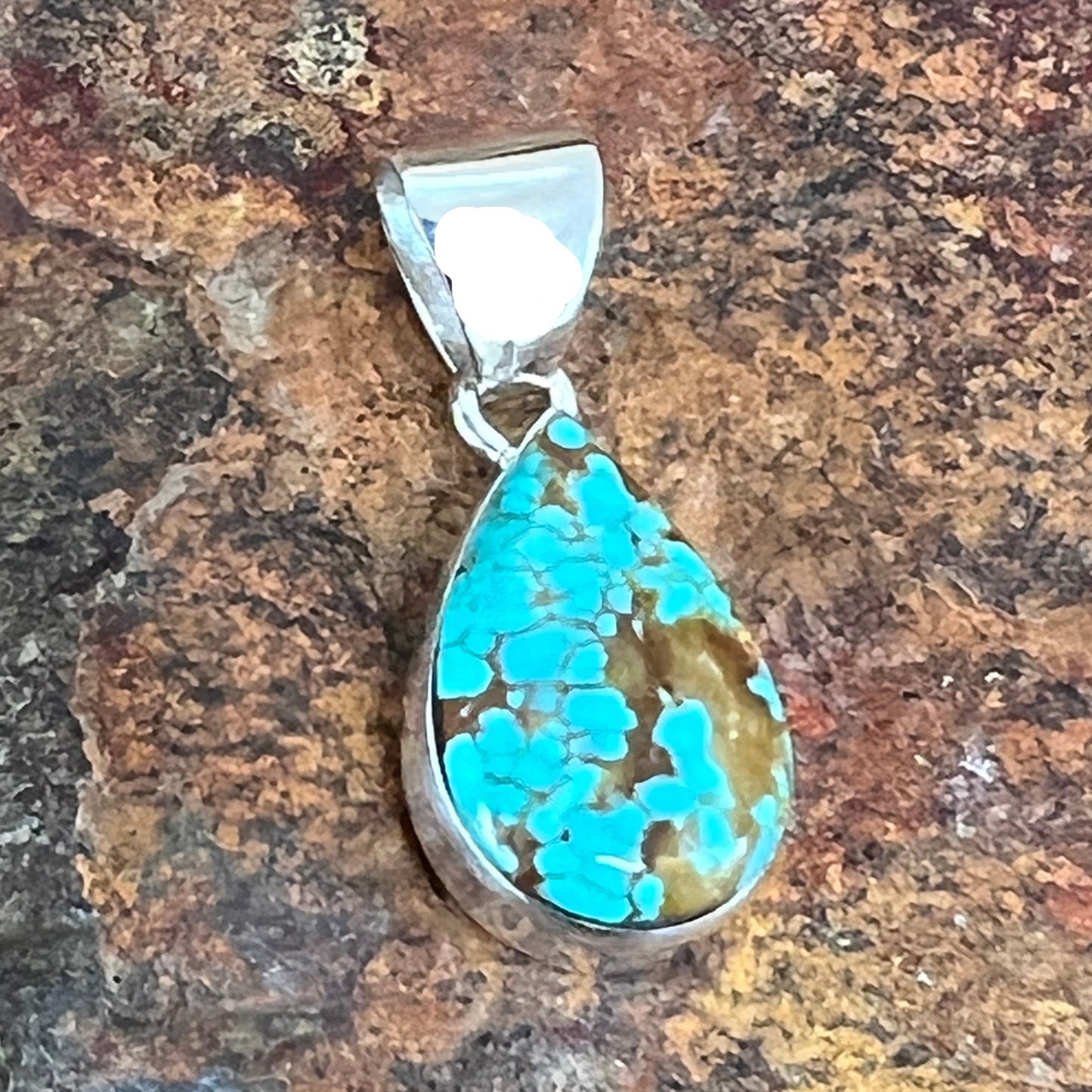 Number 8 Turquoise Sterling Silver Pendant by Cathy Webster