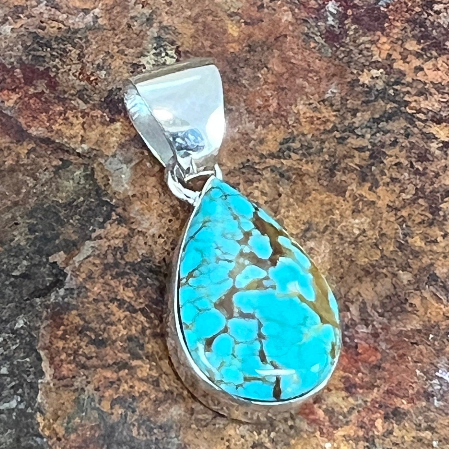 Number 8 Turquoise Sterling Silver Pendant by Cathy Webster