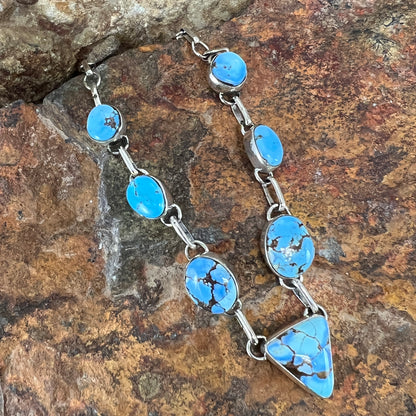 Golden Hill Turquoise Sterling Silver Multi Stone Necklace by Jacob Olascoaga