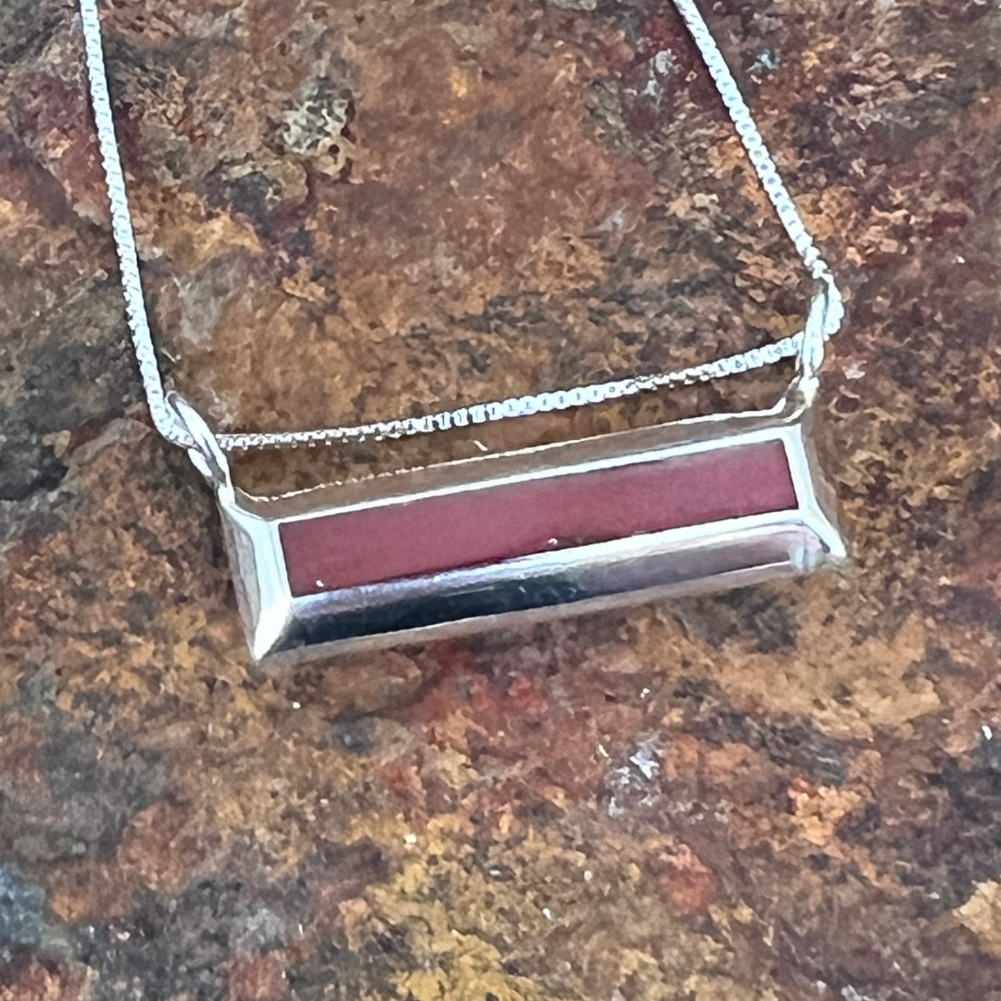 Red Coral Sterling Silver Pendant by Troy Natachu