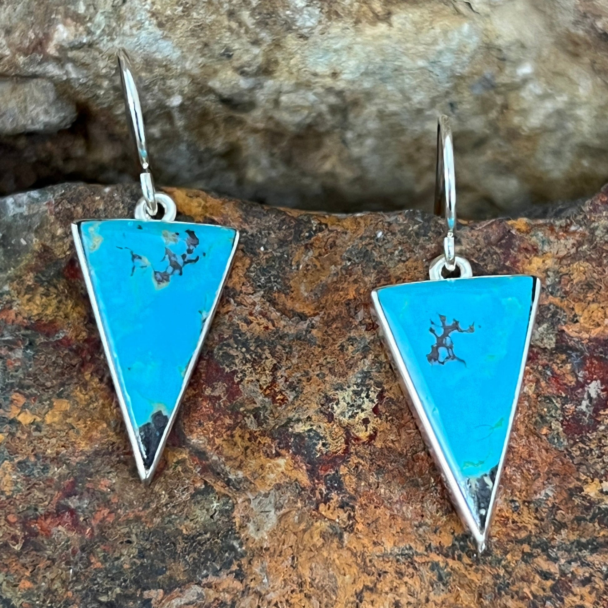 Kingman Turquoise Sterling Silver Earrings by Kathy Webster