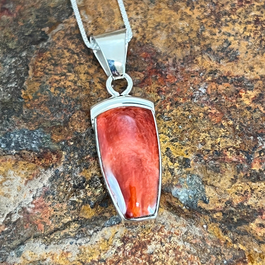 Orange Spiny Oyster Sterling Silver Pendant by Cathy Webster