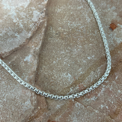 Single Strand Sterling Silver Box Chain Necklace by Artie Yellowhorse