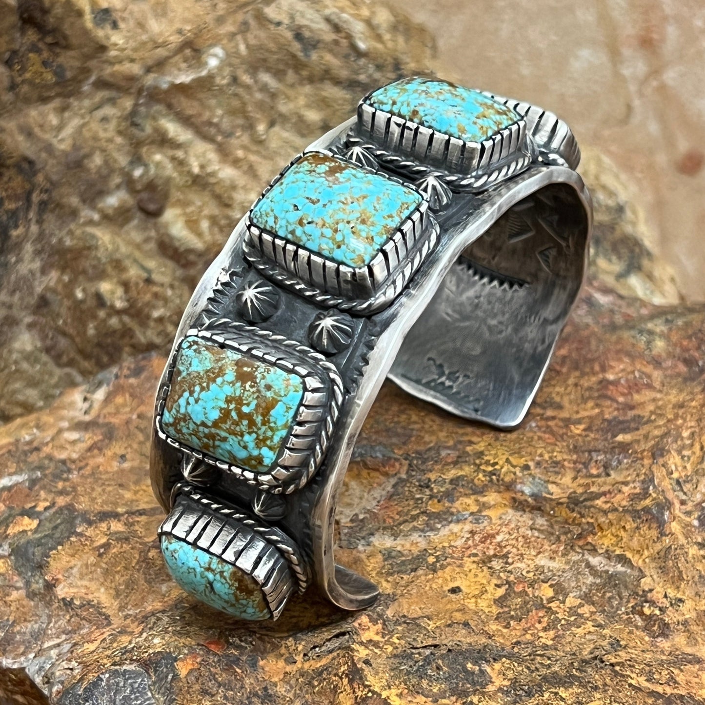 Number 8 Turquoise Multi Stone Sterling Silver Bracelet by Billy Jaramillo